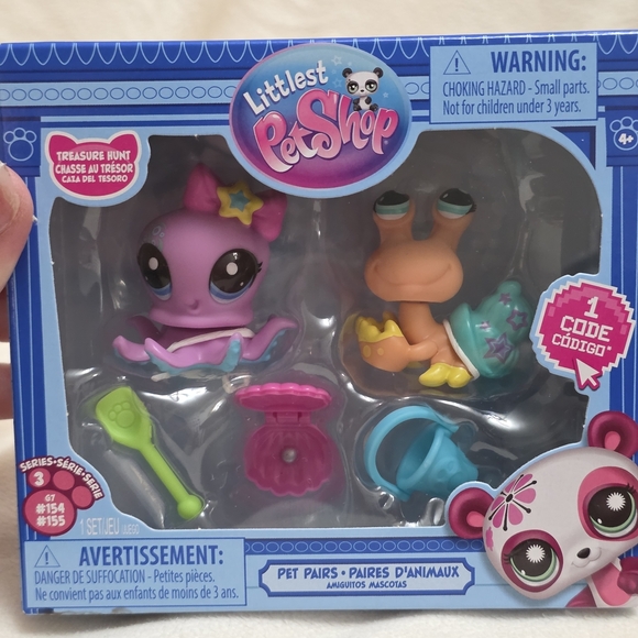 NEW Littlest Pet Shop Pet Pairs #154 Octopus #155 Crab G7 Series 3 Treasure Hunt - Picture 2 of 5